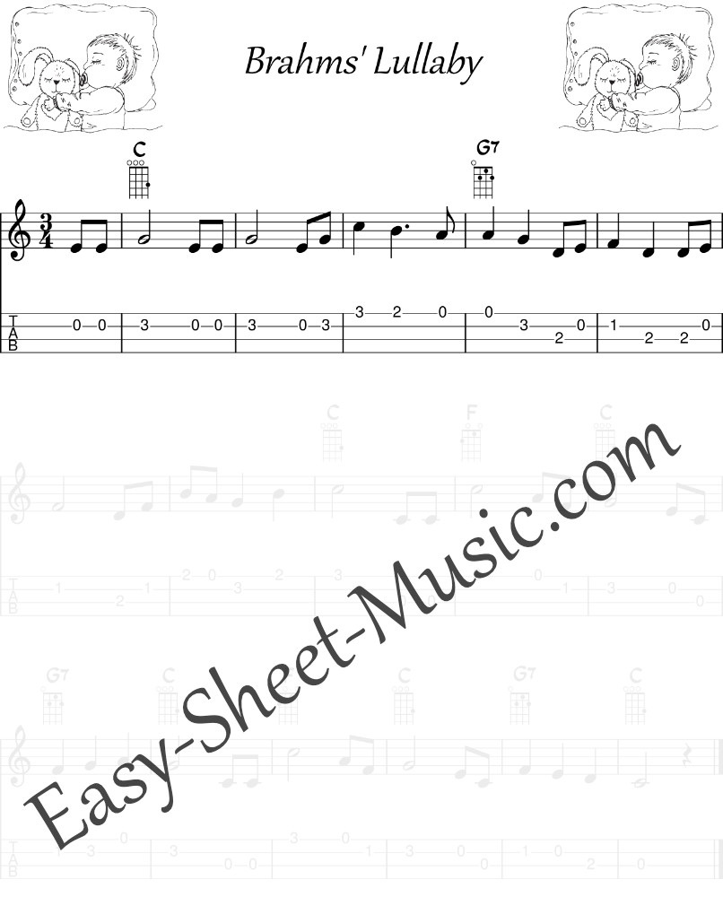 Brahms' Lullaby - Easy Ukulele Sheet Music With Tabs
